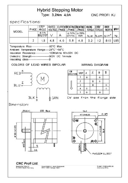 Schrittmotor - 3,2 Nm 4,0 A Welle fi. 14 mm - Flansch 86 mm